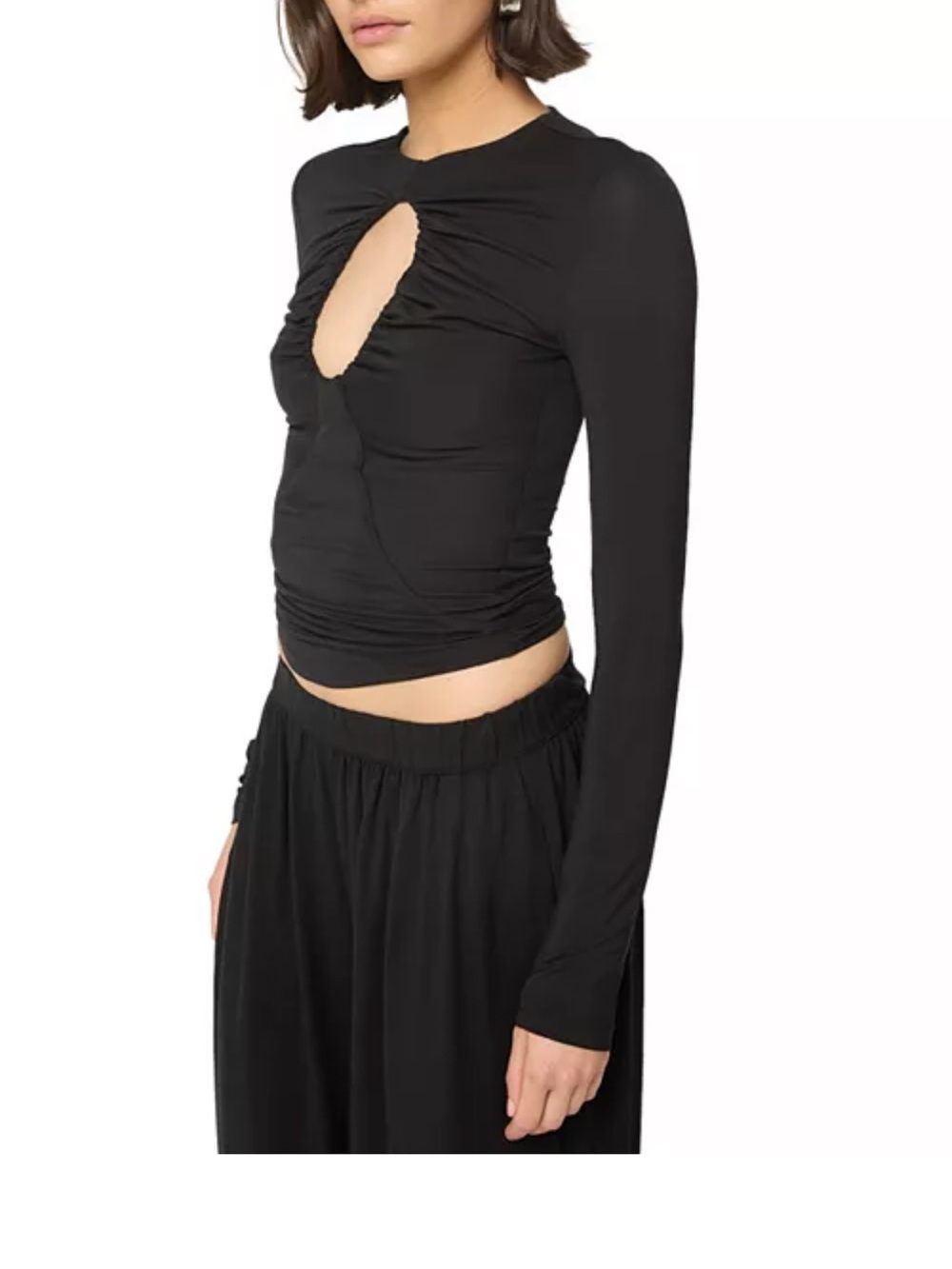 The Line by K Black Ruched Keyhole Long-Sleeve Top - Picture 4 of 6